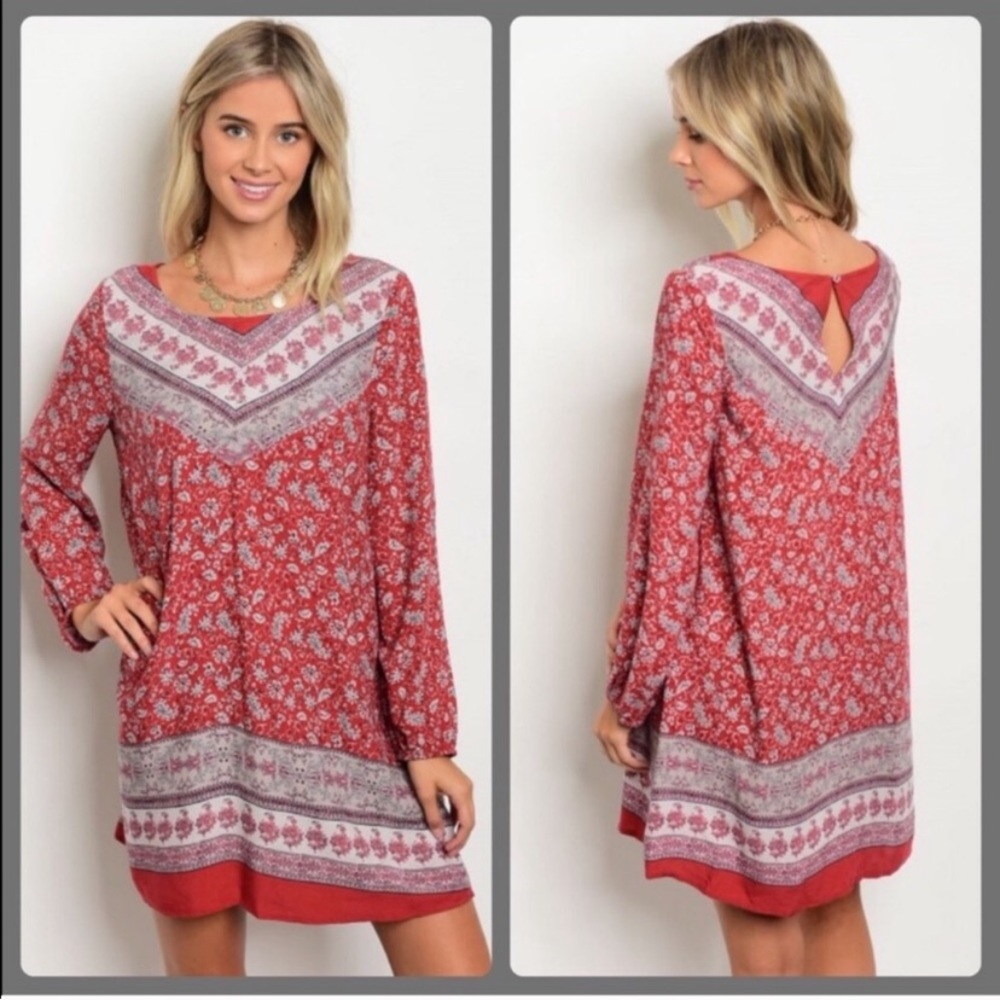 NWT Red and Grey Paisley Dress by Tassels N Lace